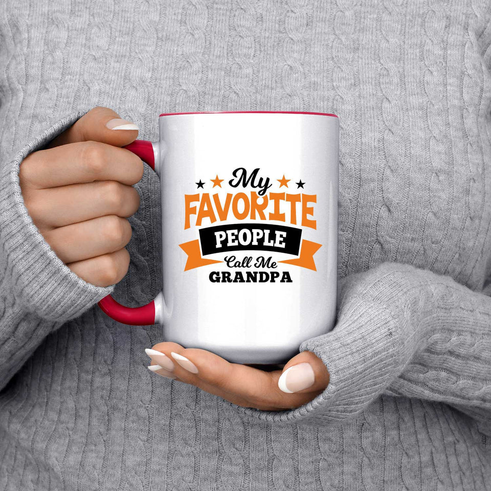 My Favorite People Call Me Grandpa - 15oz Accent Mug Red