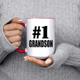 Number One #1 Grandson - 15oz Accent Mug Red