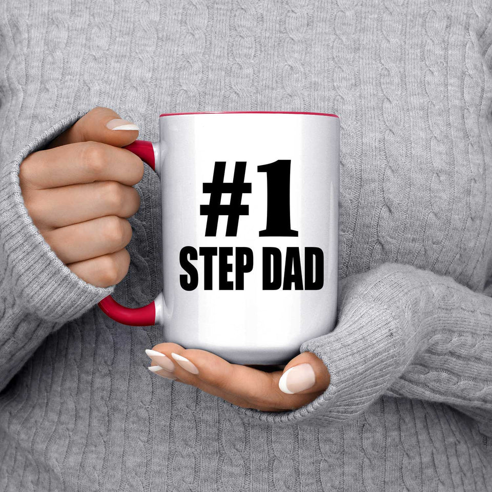 Number One #1 Step Dad - 15oz Accent Mug Red