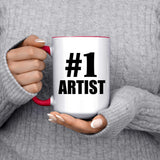Number One #1 Artist - 15oz Accent Mug Red