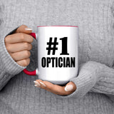 Number One #1 Optician - 15oz Accent Mug Red