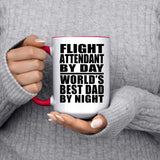 Flight Attendant By Day World's Best Dad By Night - 15oz Accent Mug Red