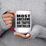 Most Awesome Air Traffic Controller - 15oz Accent Mug Red