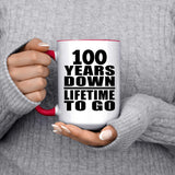 100th Anniversary 100 Years Down Lifetime To Go - 15oz Accent Mug Red