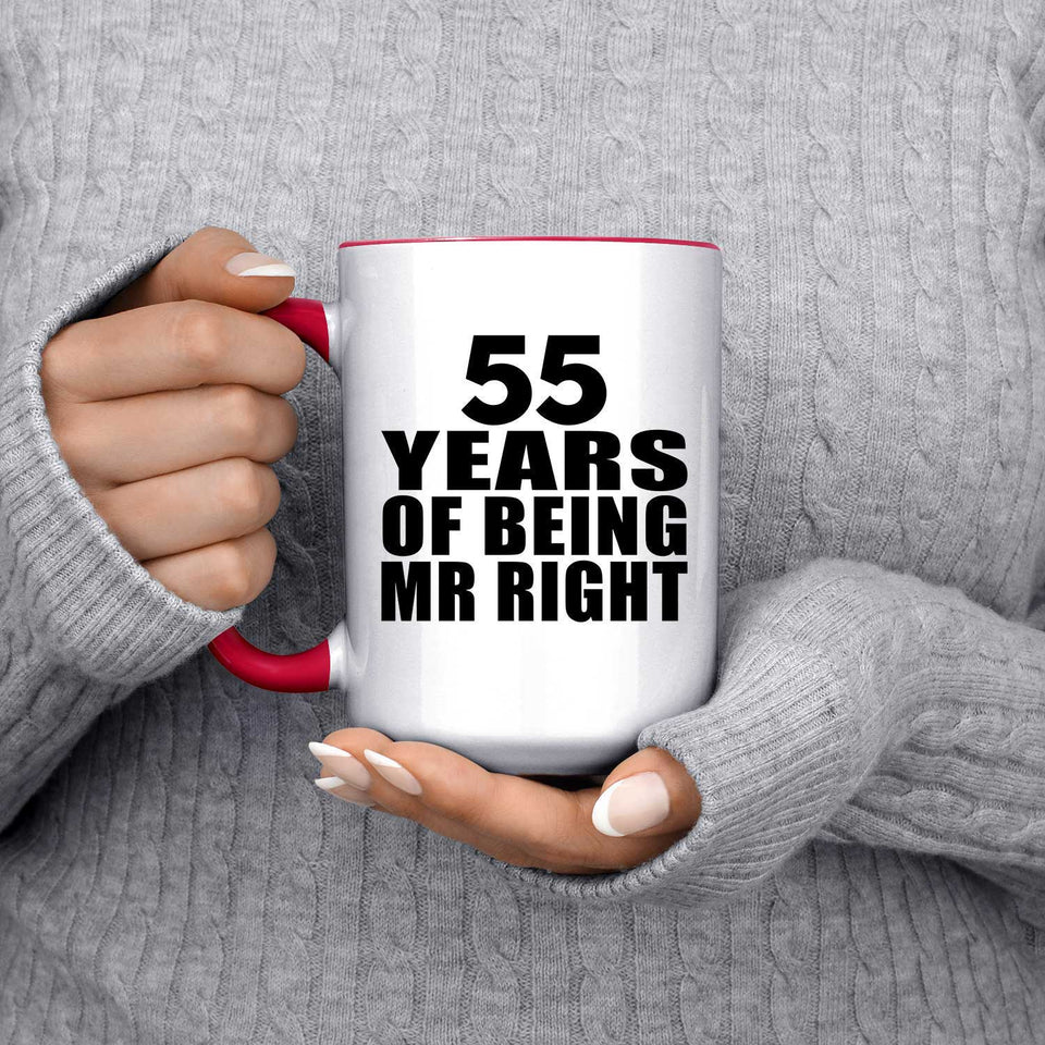 55th Anniversary 55 Years Of Being Mr Right - 15oz Accent Mug Red
