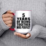5th Anniversary 5 Years Of Being Mrs Perfect - 15oz Accent Mug Red