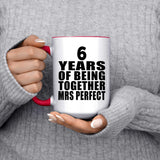 6th Anniversary 6 Years Of Being Mrs Perfect - 15oz Accent Mug Red