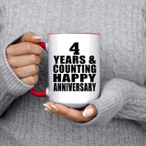 Happy 4th Anniversary 4 Years & Counting - 15oz Accent Mug Red