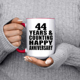 Happy 44th Anniversary 44 Years & Counting - 15oz Accent Mug Red