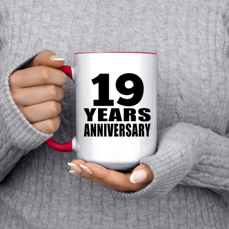 19th Anniversary 19 Years - 15oz Accent Mug Red