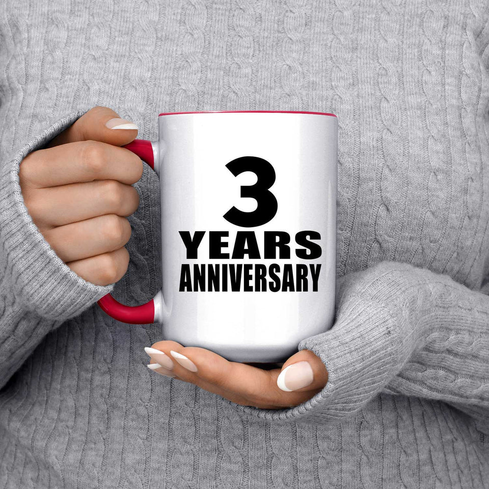 3rd Anniversary 3 Years - 15oz Accent Mug Red