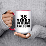 38th Birthday 38 Years Of Being Awesome - 15oz Accent Mug Red