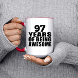 97th Birthday 97 Years Of Being Awesome - 15oz Accent Mug Red