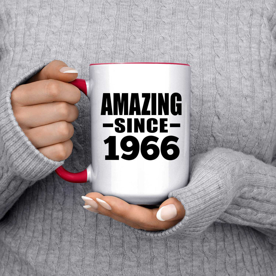 58th Birthday Amazing Since 1966 - 15oz Accent Mug Red