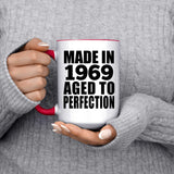 55th Birthday Made In 1969 Aged to Perfection - 15oz Accent Mug Red