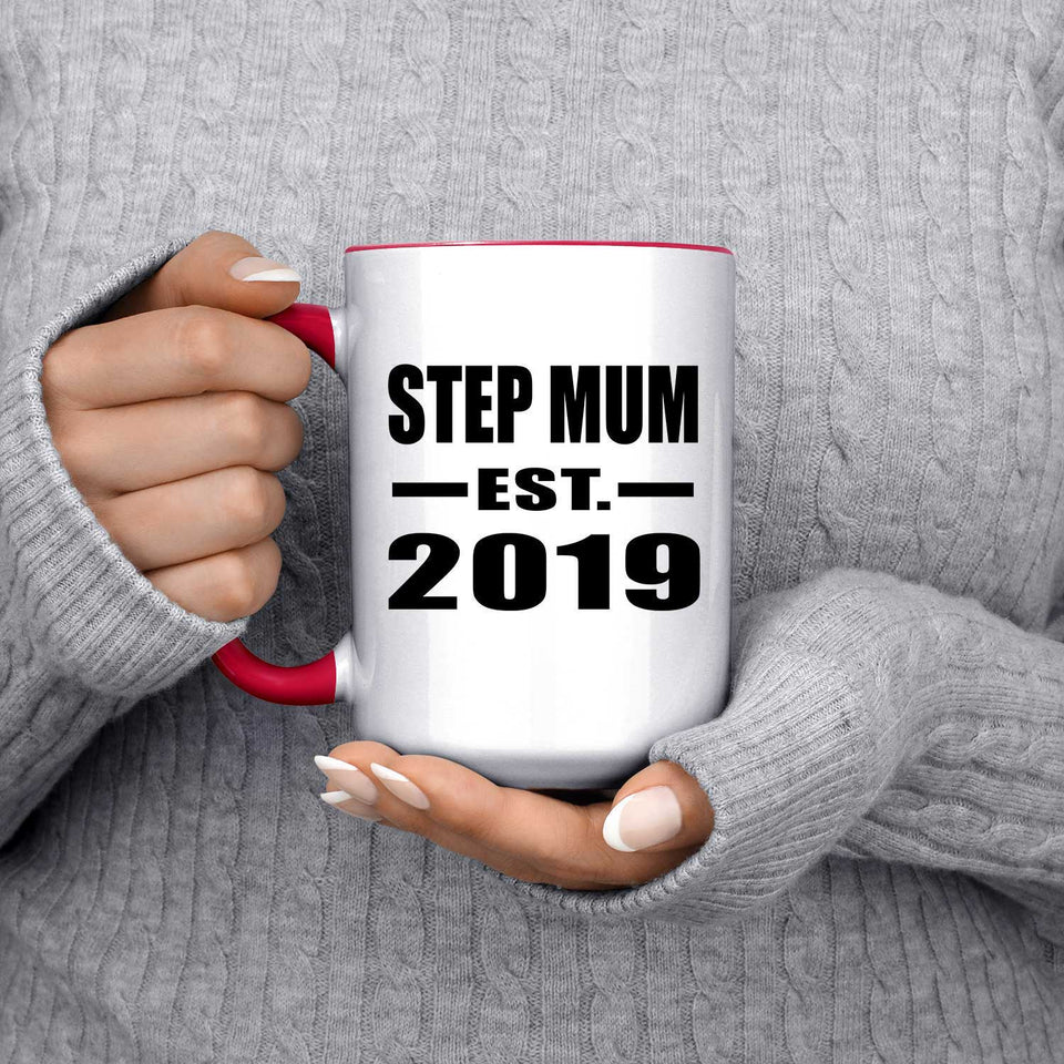 Step Mum Established EST. 2019 - 15oz Accent Mug Red