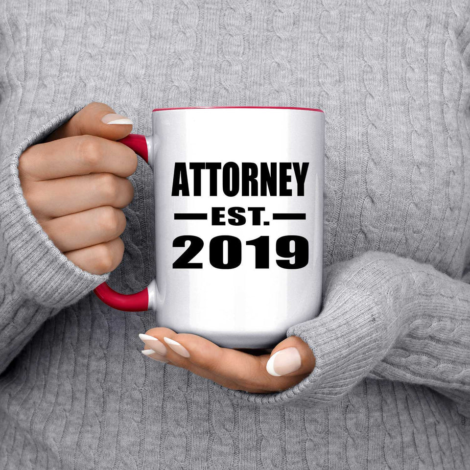 Attorney Established EST. 2019 - 15oz Accent Mug Red