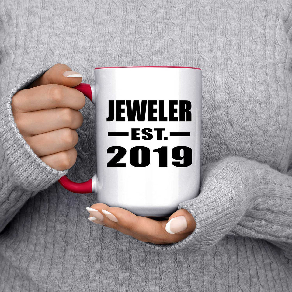 Jeweler Established EST. 2019 - 15oz Accent Mug Red