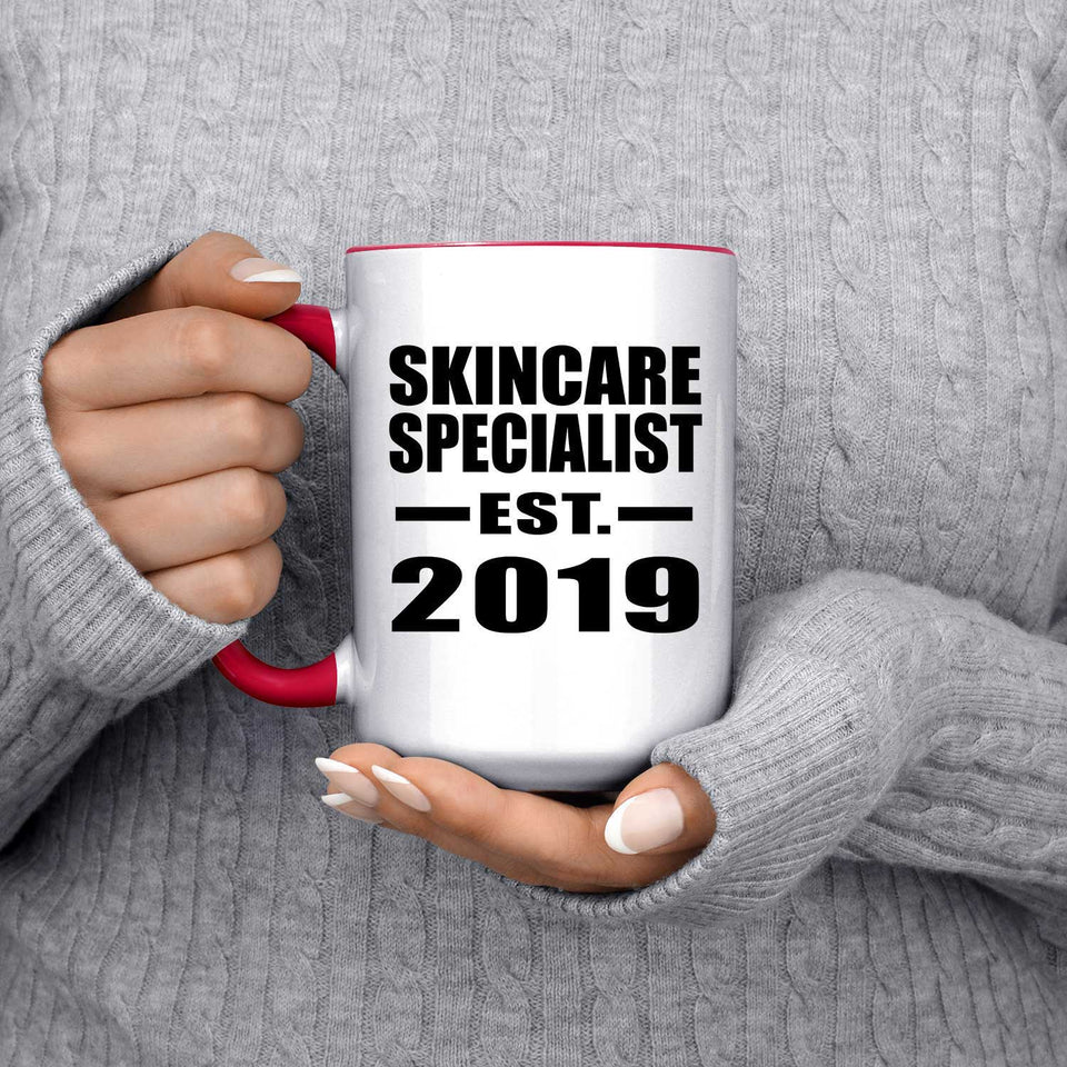 Skincare Specialist Established EST. 2019 - 15oz Accent Mug Red