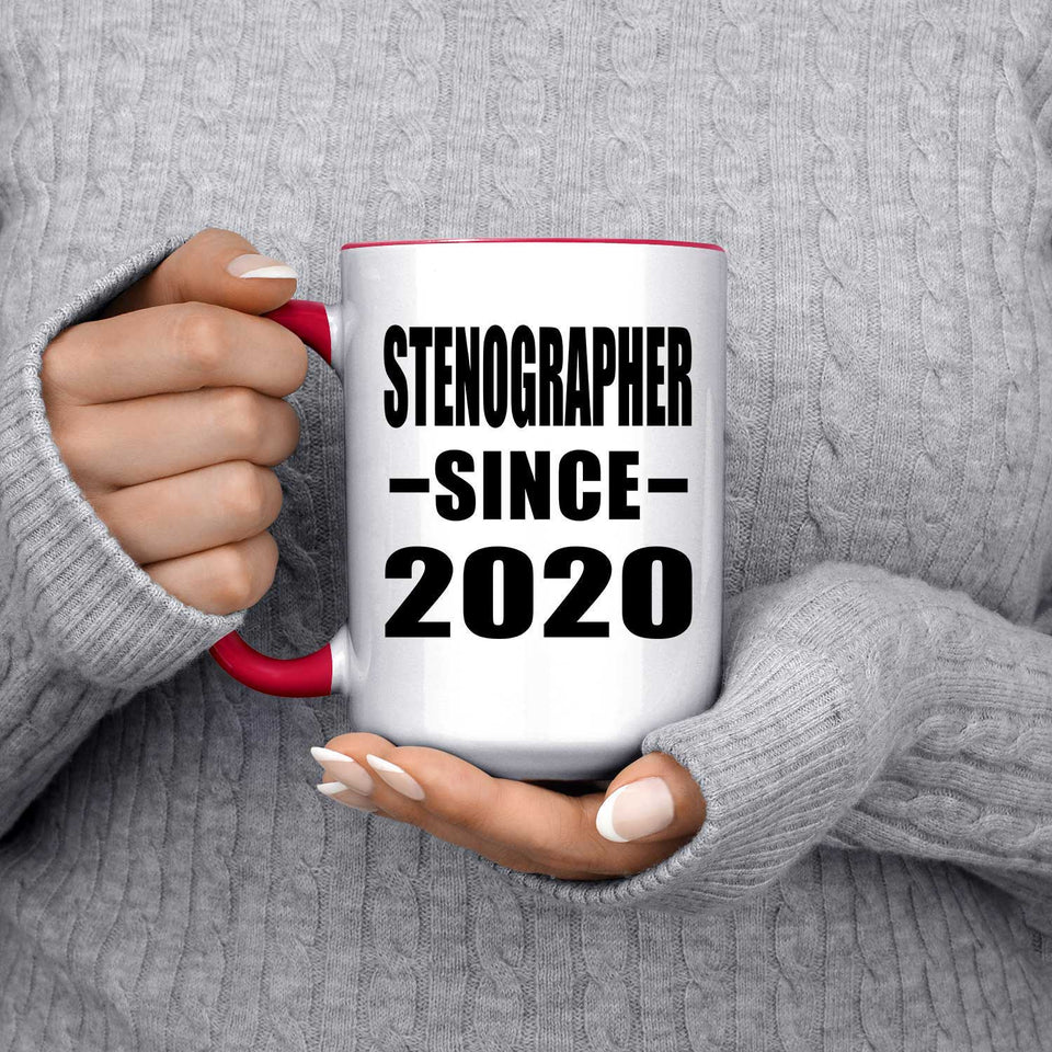 Stenographer Since 2020 - 15oz Accent Mug Red