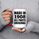 116th Birthday Made in 1908 All Parts Original - 15oz Accent Mug Red