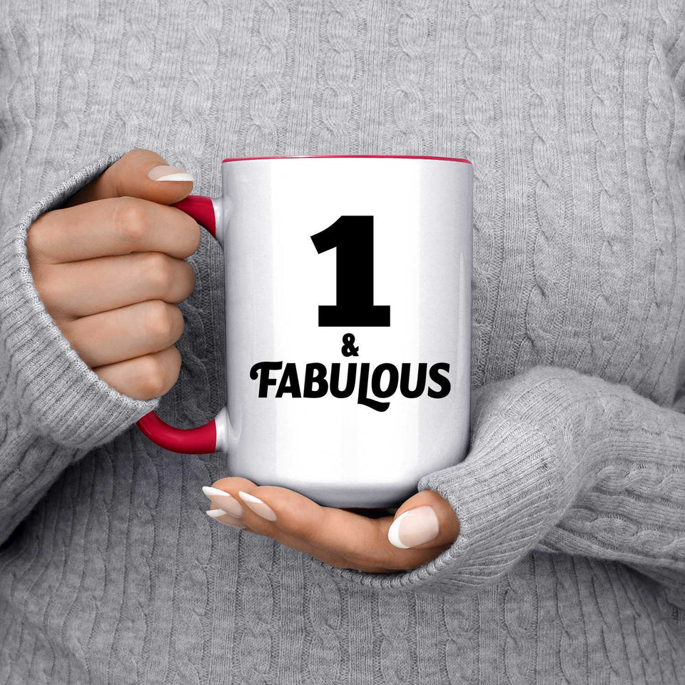1st Birthday 1 & Fabulous - 15oz Accent Mug Red