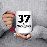 37th Birthday 37 & Fabulous - 15oz Accent Mug Red