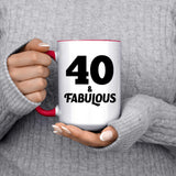 40th Birthday 40 & Fabulous - 15oz Accent Mug Red