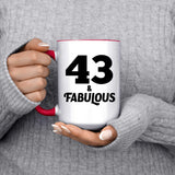 43rd Birthday 43 & Fabulous - 15oz Accent Mug Red