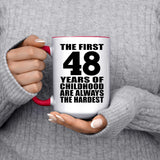 48th Birthday First 48 Years of Childhood Are The Hardest - 15oz Accent Mug Red