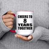 8th Anniversary Cheers To 8 Years Together - 15oz Accent Mug Red