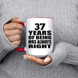 37th Anniversary 37 Years of Being Mrs Always Right - 15oz Accent Mug Red