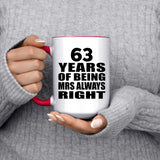 63rd Anniversary 63 Years of Being Mrs Always Right - 15oz Accent Mug Red