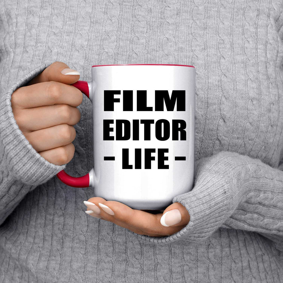 Film Editor Life - 15oz Accent Mug Red