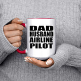 Dad Husband Airline Pilot - 15oz Accent Mug Red