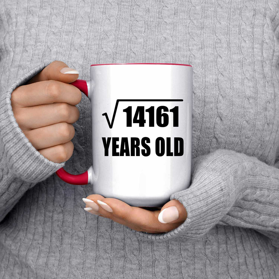 119th Birthday Square Root of 14161 Years Old - 15oz Accent Mug Red
