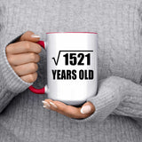 39th Birthday Square Root of 1521 Years Old - 15oz Accent Mug Red