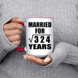 18th Anniversary Married For Square Root of 324 Years - 15oz Accent Mug Red