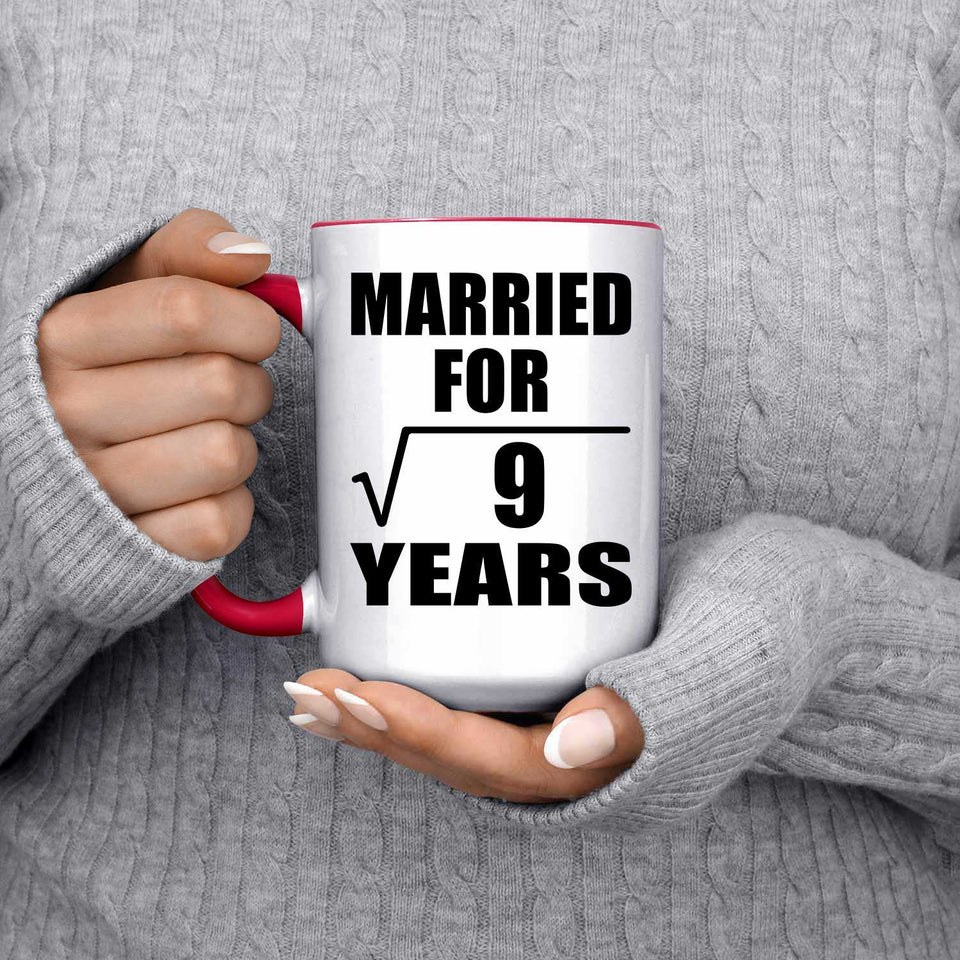 3rd Anniversary Married For Square Root of 9 Years - 15oz Accent Mug Red