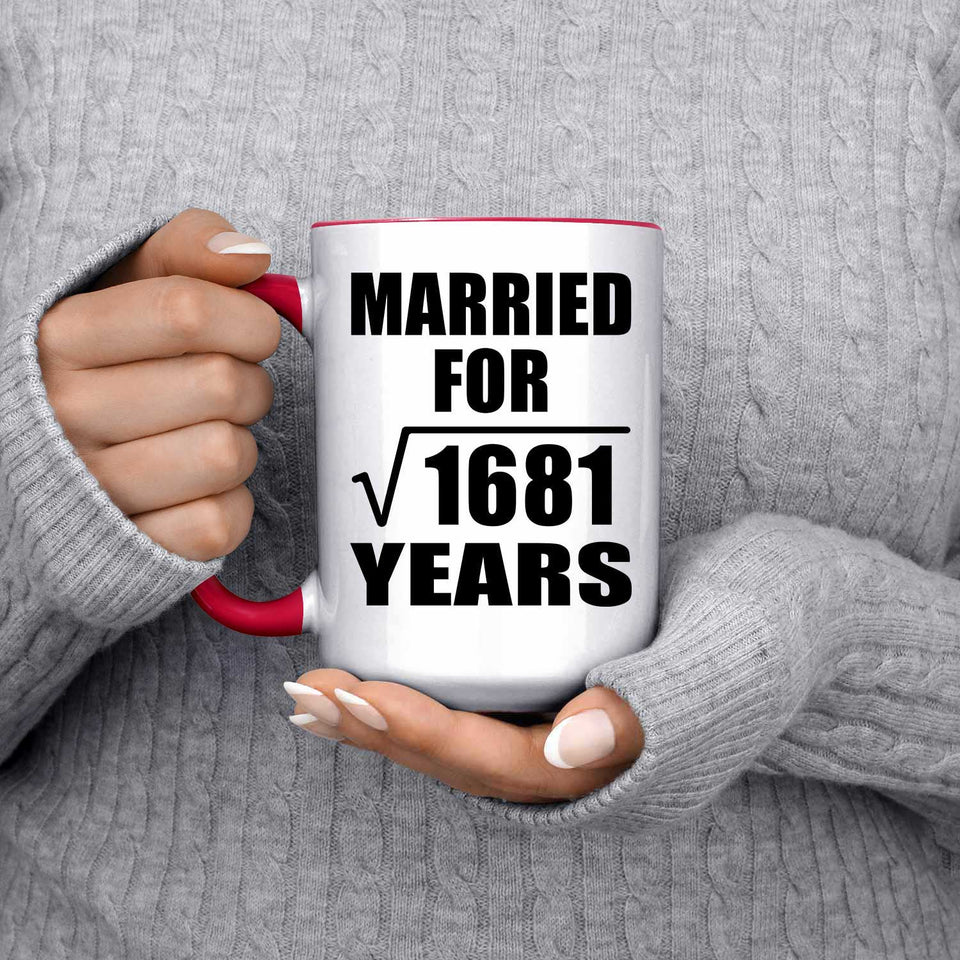 41st Anniversary Married For Square Root of 1681 Years - 15oz Accent Mug Red