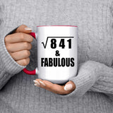 29th Birthday Square Root of 841 & Fabulous - 15oz Accent Mug Red