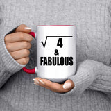 2nd Birthday Square Root of 4 & Fabulous - 15oz Accent Mug Red