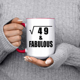 7th Birthday Square Root of 49 & Fabulous - 15oz Accent Mug Red