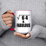 8th Birthday Square Root of 64 & Fabulous - 15oz Accent Mug Red