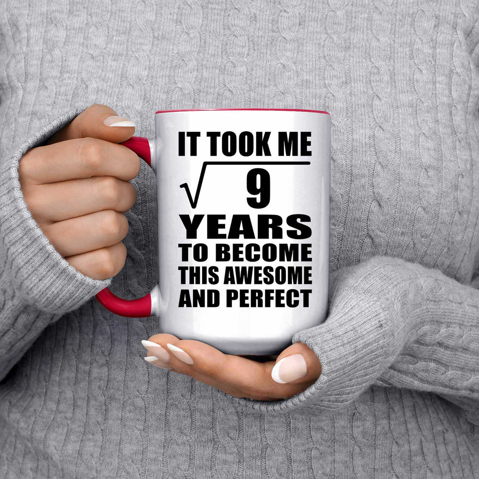 3rd Birthday Took Square Root of 9 Years To Awesome - 15oz Accent Mug Red