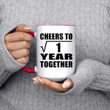 1st Anniversary Cheers To  Square Root of 1 Year Together - 15oz Accent Mug Red