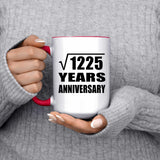 35th Anniversary Square Root of 1225 Years Anniversary - 15oz Accent Mug Red
