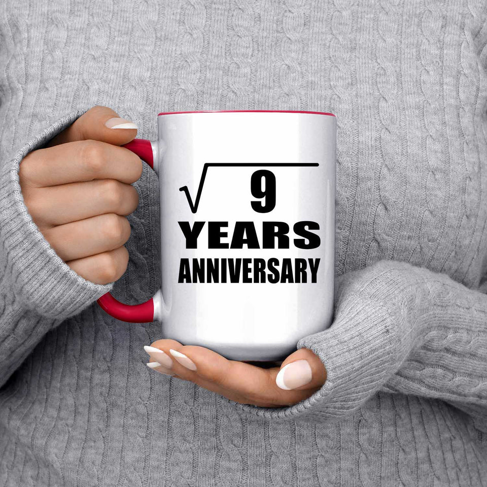 3rd Anniversary Square Root of 9 Years Anniversary - 15oz Accent Mug Red