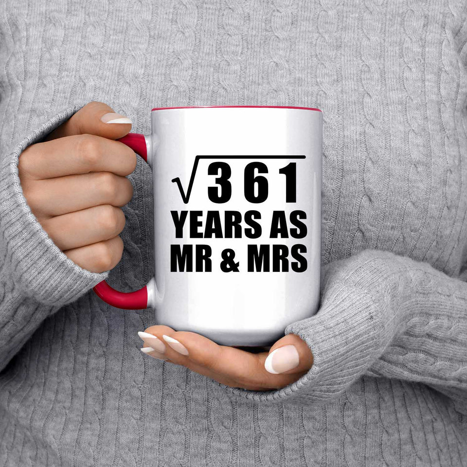 19th Anniversary Square Root of 361 Years As Mr & Mrs - 15oz Accent Mug Red