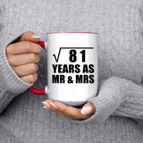 9th Anniversary Square Root of 81 Years As Mr & Mrs - 15oz Accent Mug Red